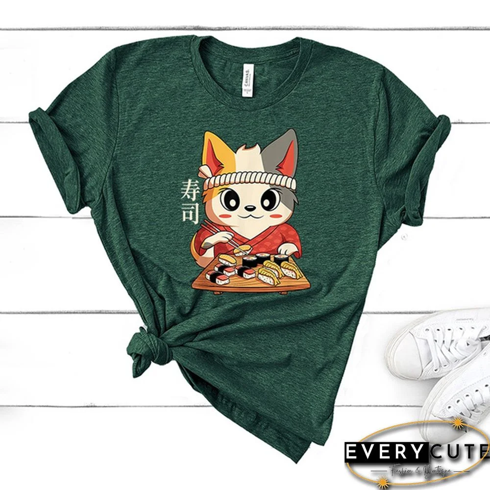 Fashion New Sushi T-Shirt Men And Women Cartoon T-Shirt Harajuku Streetwear T-Shirt Casual Tops Tees