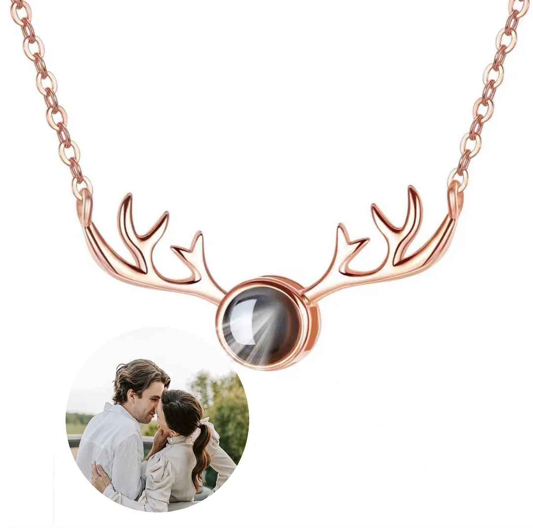 Antlers Projector Picture Custom Personalized Photo Silver Necklace wetirmss