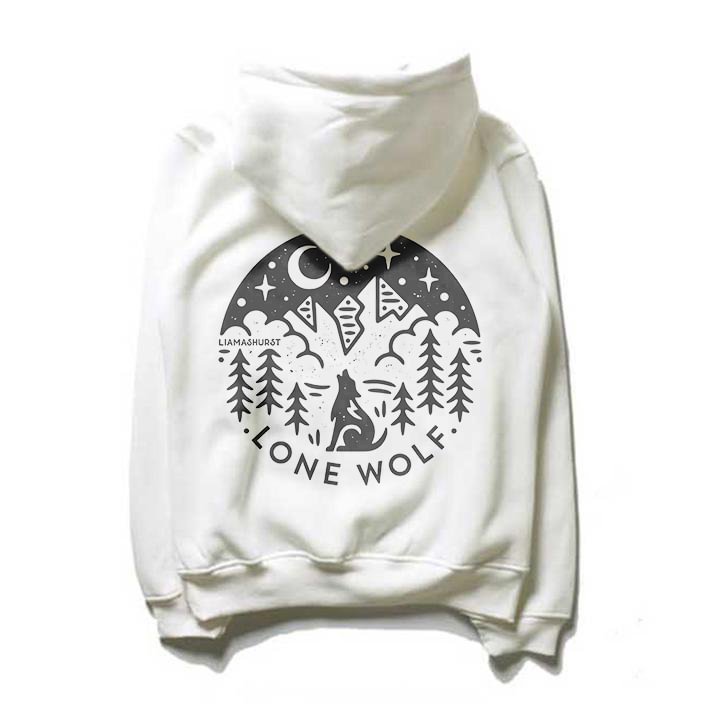 Lone Wolf Forest Printed Men's Cozy Hoodie - Krazyskull