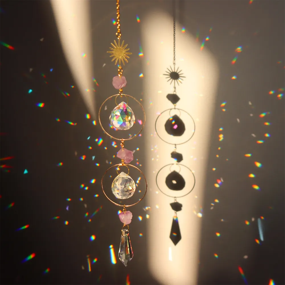Crystal Wind Chime Star Moon Prism Hanging Pendant Home Garden Decorations