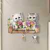 Holzkatze & Blume - 5d DIY Basteln Wandhaken