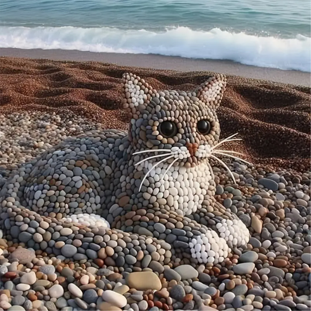 Stone Art Kitten 30*30cm(canvas) full round drill diamond painting