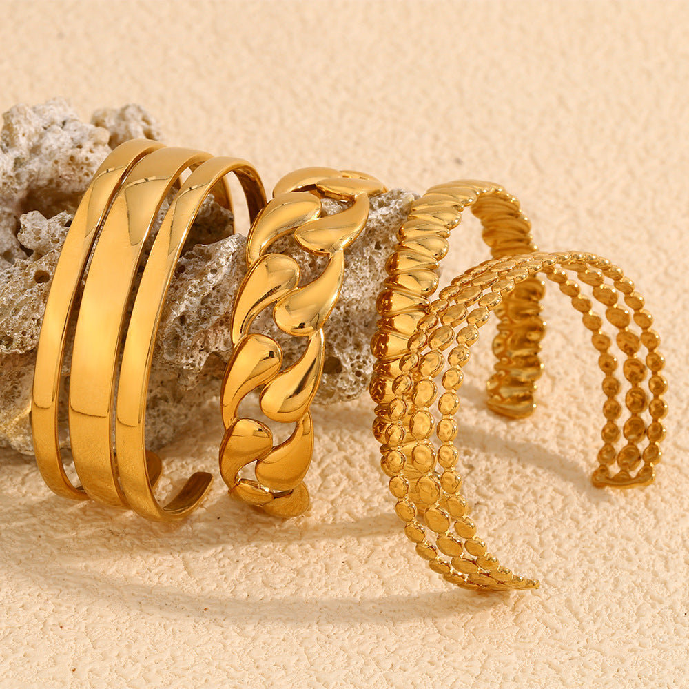 Fashionable Simple Niche Design Personalized Jewelry Stainless Steel 18K Gold-Plated Water Drop Disc Bracelet