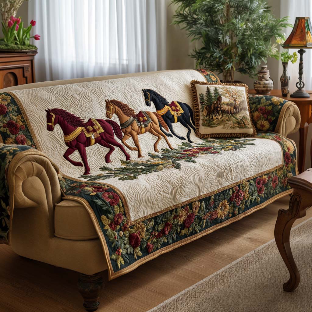 Wildflower Horse Quilted Sofa Cover NCU0NT11564 everthome