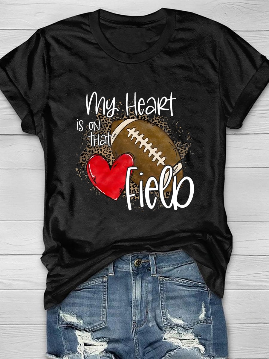 Football My Heart Is On That Field Short Sleeve T-Shirt