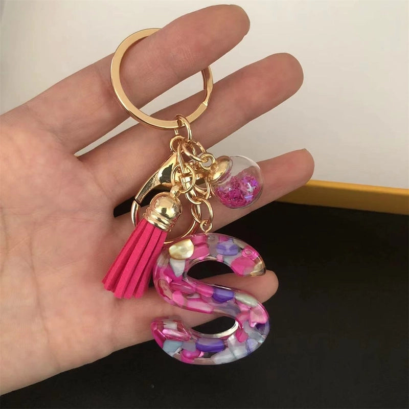 Minimalist Commute Letter Resin Unisex Bag Pendant Keychain