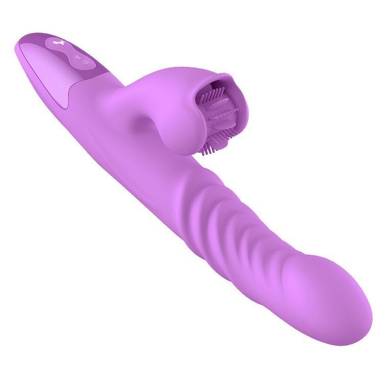 7 Frequency Rabbit Vibrator Silicone Heating Thrusting Tongue Lick G-spot Vaginal Massager 