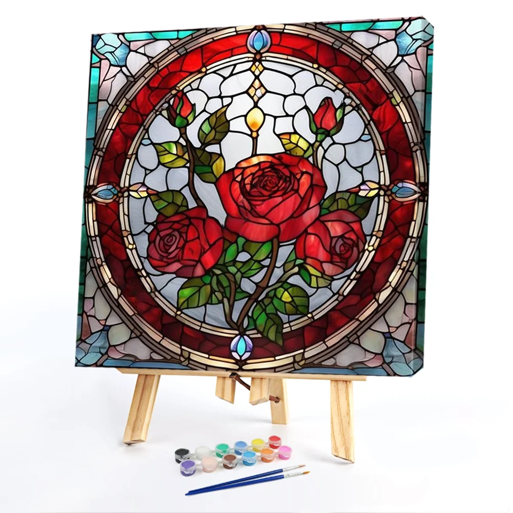 Stained Glass Rose - Paint By Number(40*40cm)