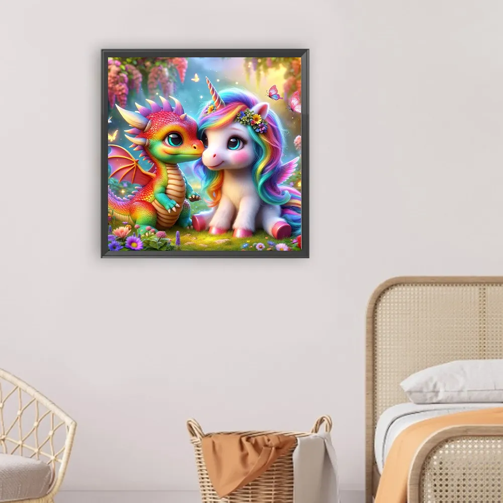 Diamond Painting - Full Round Drill - Rainbow Dragon Pony(Canvas|30*30cm)