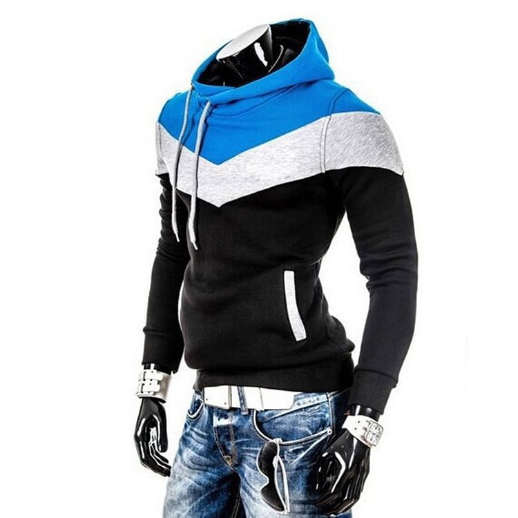 Color Block Pullover Lace-Up Pullover Men's Hoodies