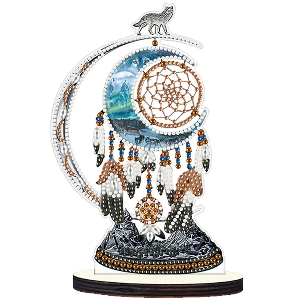 DIY Table Ornament Art Crafts Wooden Desk Diamonds Wolf Kids Gift (BJ026)