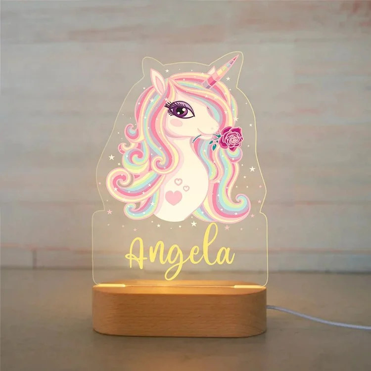 Personalized Unicorn Night Light Custom Name LED Lamp for Kid