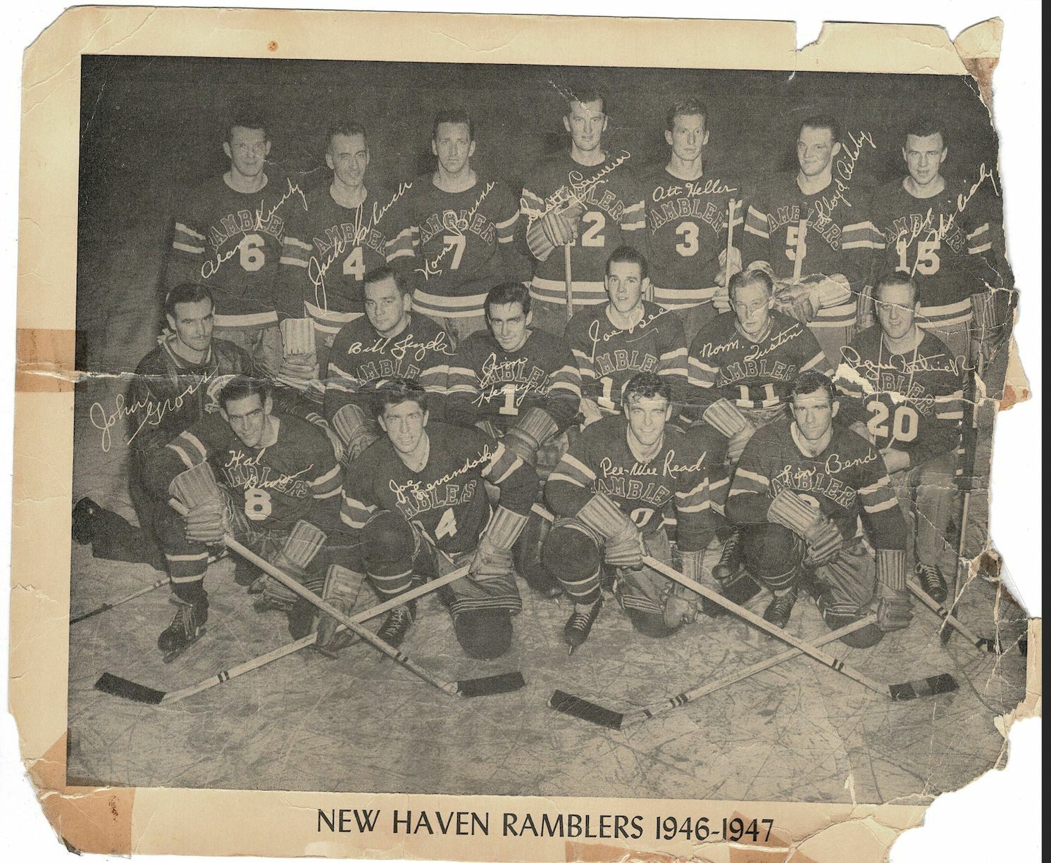 New Haven Ramblers 1946-47 team Photo Poster painting! Authentic! 13300