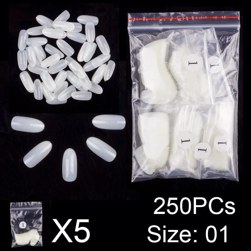 250 PCS Same Size Fake Nails Oval Shape False Nail Tips For Drawing Nail Design Acrylic Full Nails Art Size 0 1 2 3 4 Available-Nail Inspo