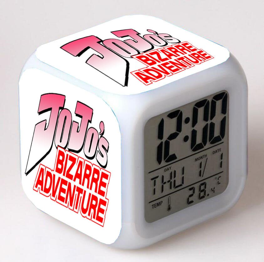 Anime JoJo's Bizarre Adventure Multi-color Flashing Light Alarm Clock-elleschic