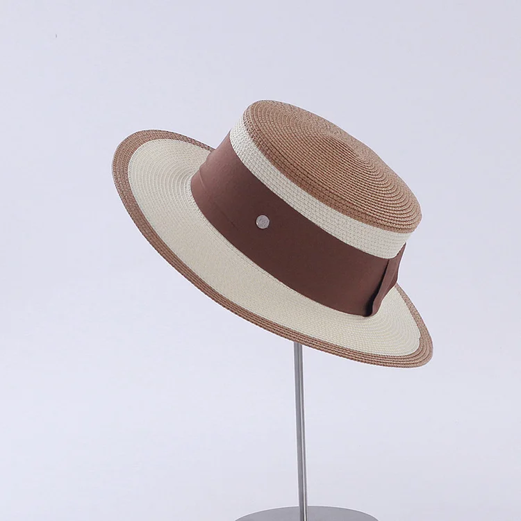 Sunblock Beach Wide Eaves Shade Flat Straw Hat