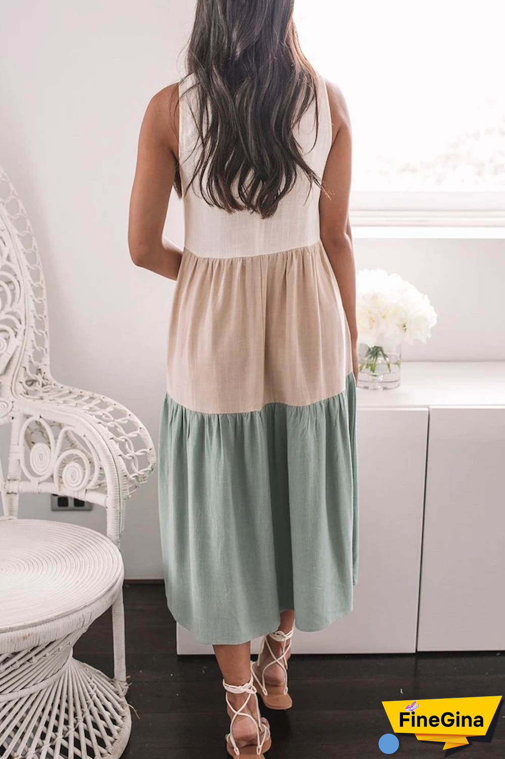 KarliDress Block Print Settle Midi Dress P12430