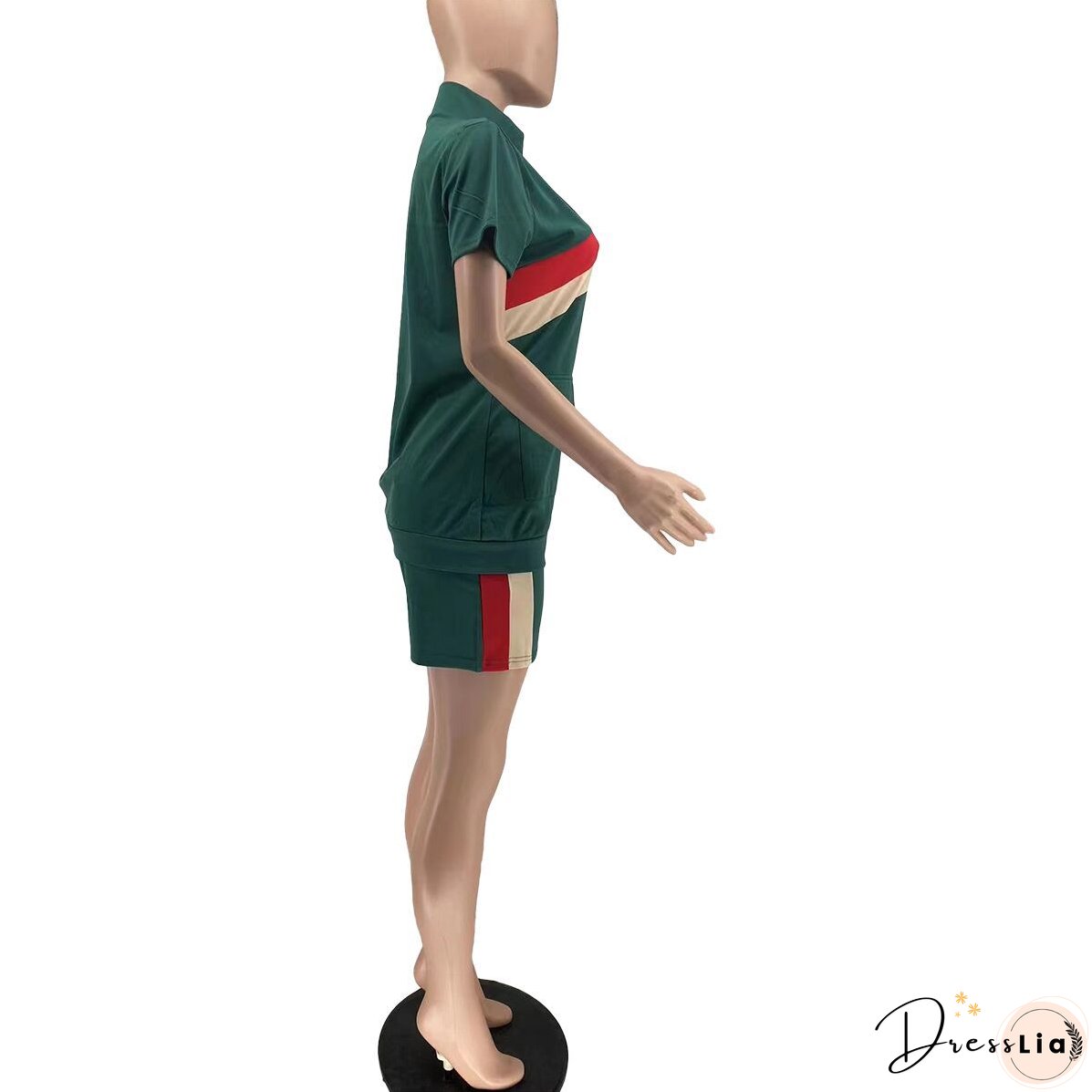 Women's Sports Casual Fashion Zip Pocket Top Shorts Two-Piece Set