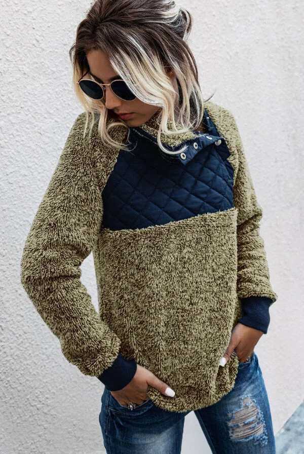 Fashion Casual Patchwork Fur Sweatshirt