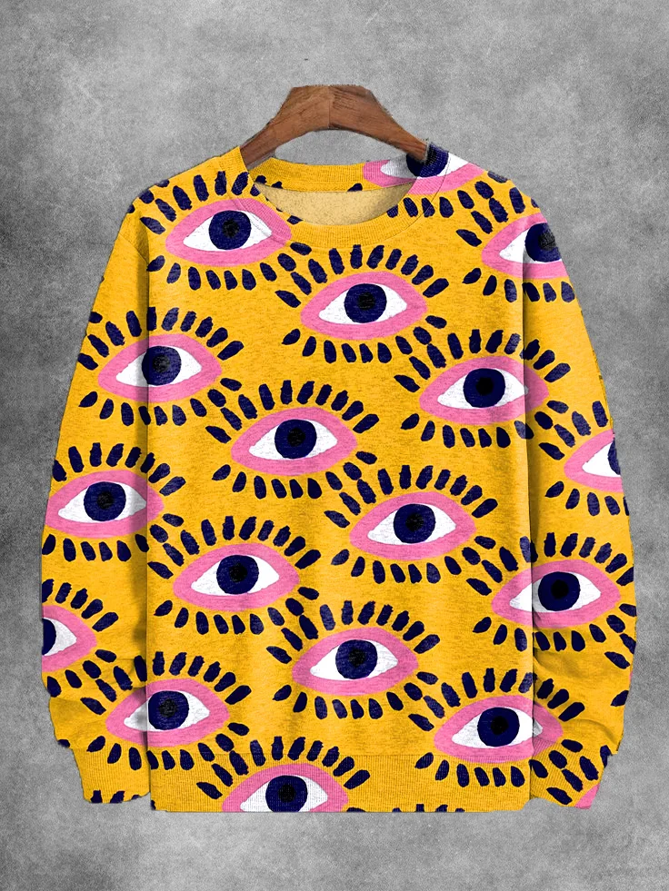 Men's Retro Eyes Graphic Print Casual Sweatshirt