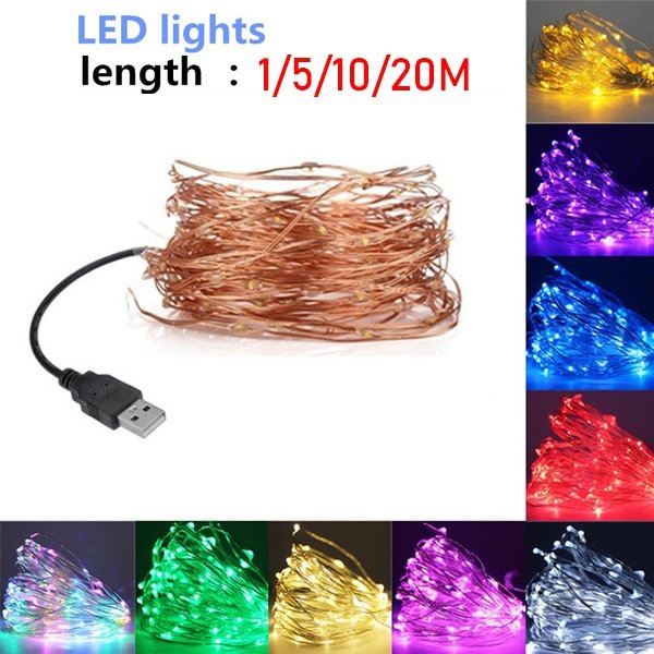 1M/5M/10M/20M USB Led String Lights Bulb Outdoor Waterproof Garlands Festoon Led Fairy Decorations For New Year ChristmasTree Lights