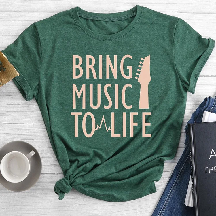 Bring Music To Life Round Neck T-shirt