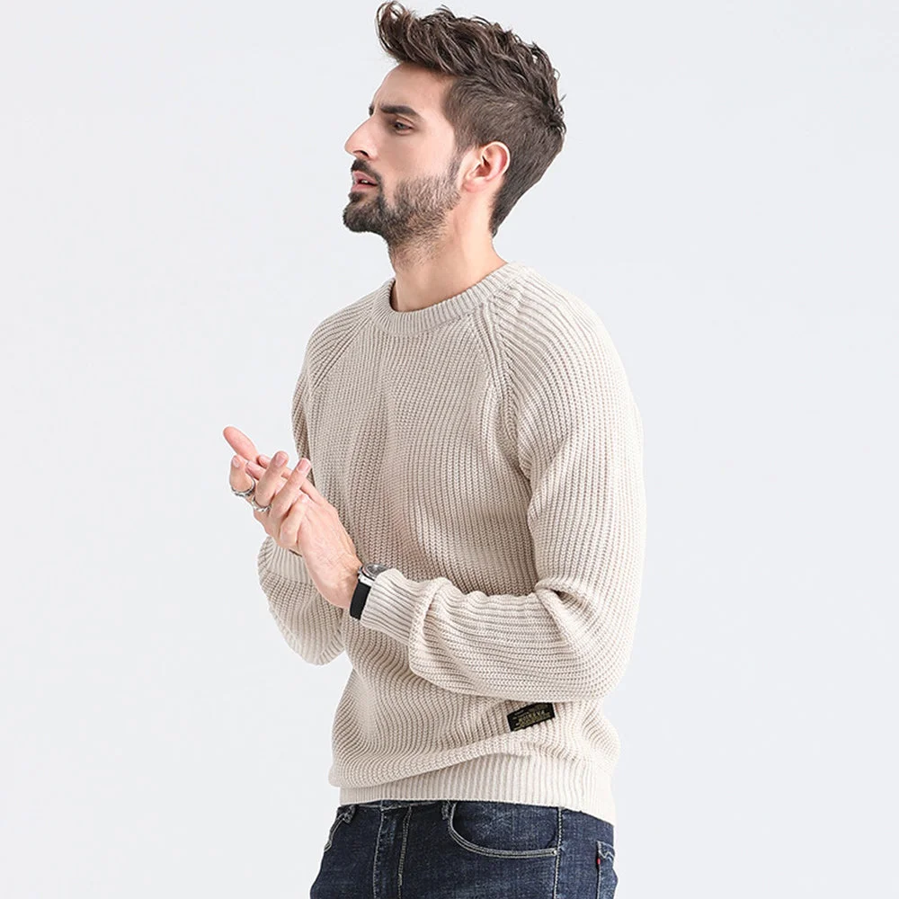 Smiledeer New Men's Fashion Round Neck Raglan Sleeve Sweater