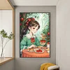 >SALE<Full Embroidery Eco-cotton Thread 11CT Printed Girl Cross Stitch Kit 50x75cm