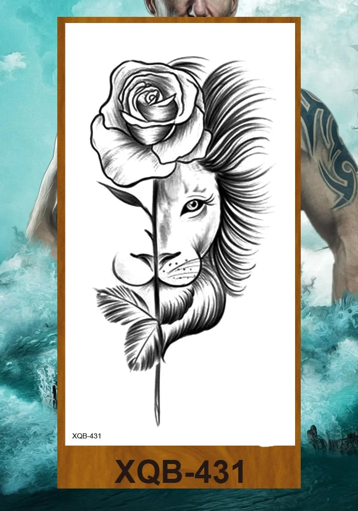 Sexy Fake Tattoo for Woman Large Leg Thigh Body Tattoo Stickers Waterproof Temporary Tattoos Peony Lotus Flowers Fish Dragon