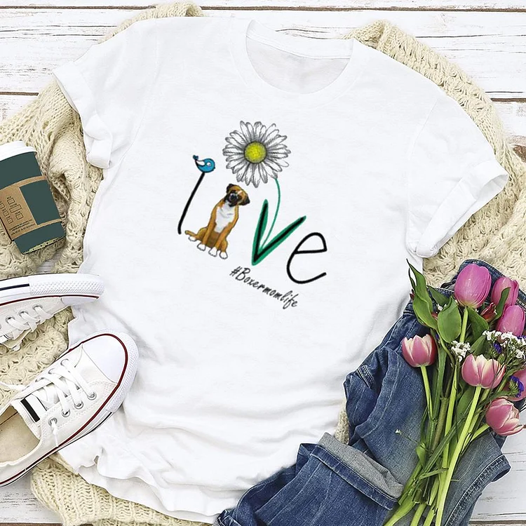 Life Daisy Flower Dog  T-shirt Tee - 01658-Annaletters
