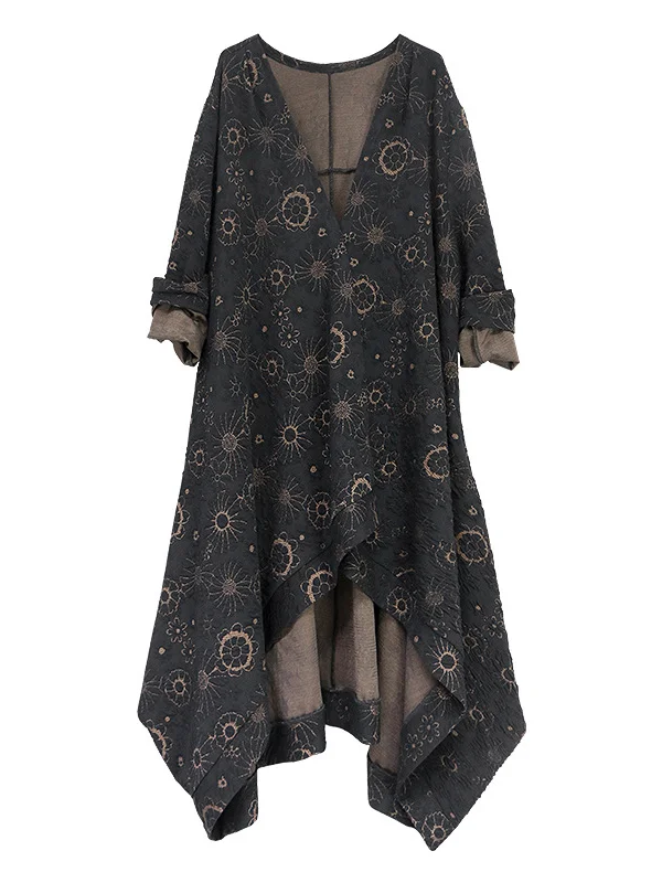 Loose Vintage A-Line Cropped V-Neck Outerwear