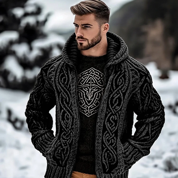 Men's Viking Kyle Style Extra Thick Hooded Zip-up Sweater