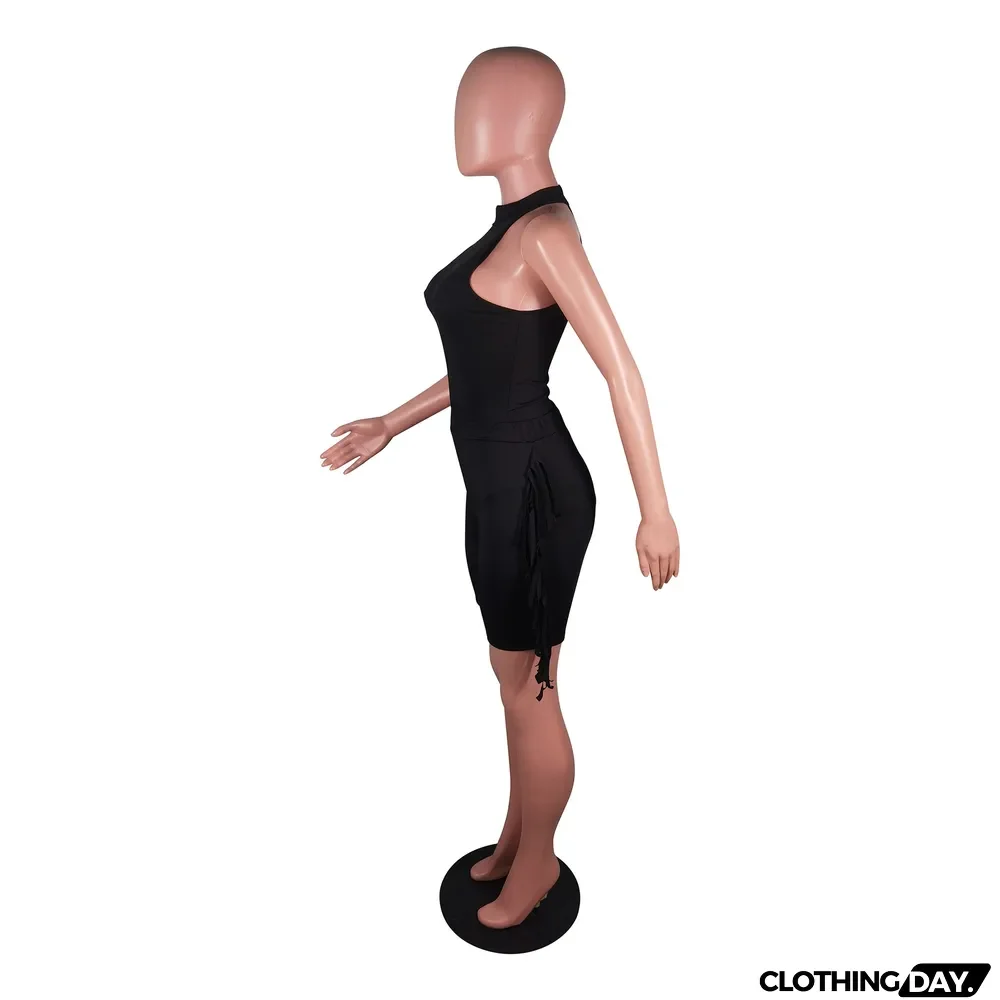 Women's fashion sports ofringed shorts two-piece set