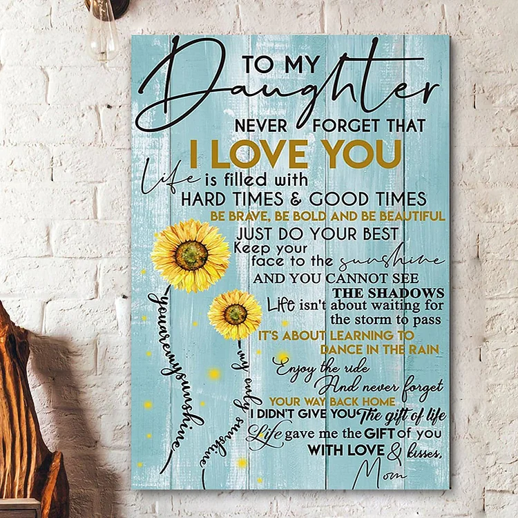 To My Daughter Canvas Poster Wall Art Never Forget That I Love You Mom - Gift For Daughter (without Photo Frame)