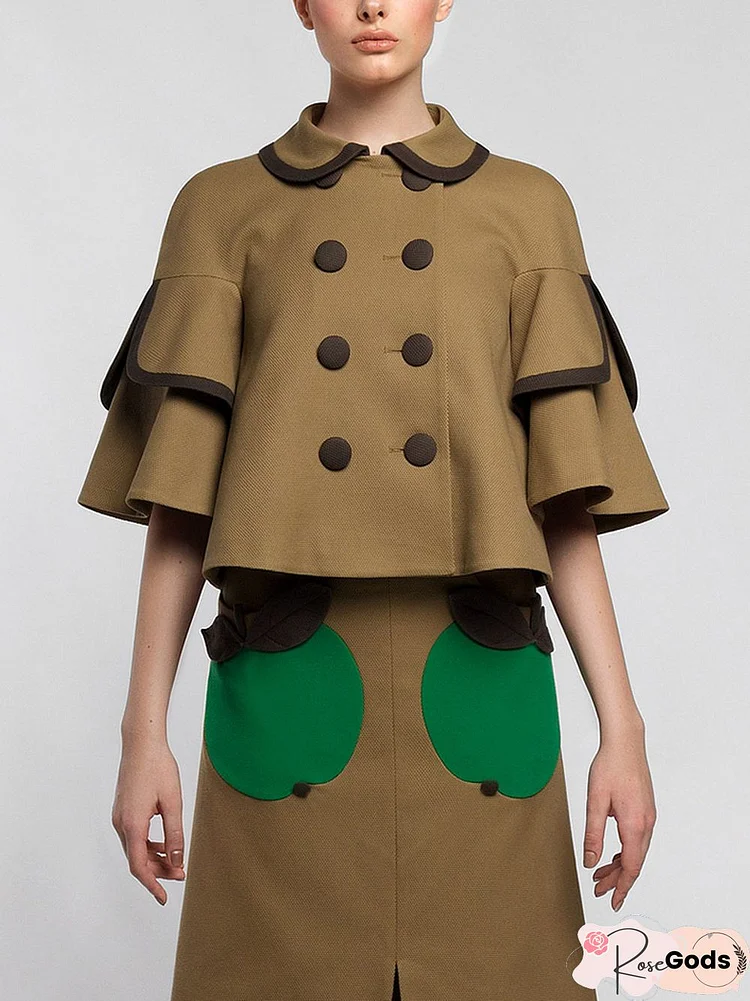 Urban Color Block Collar Other Coat