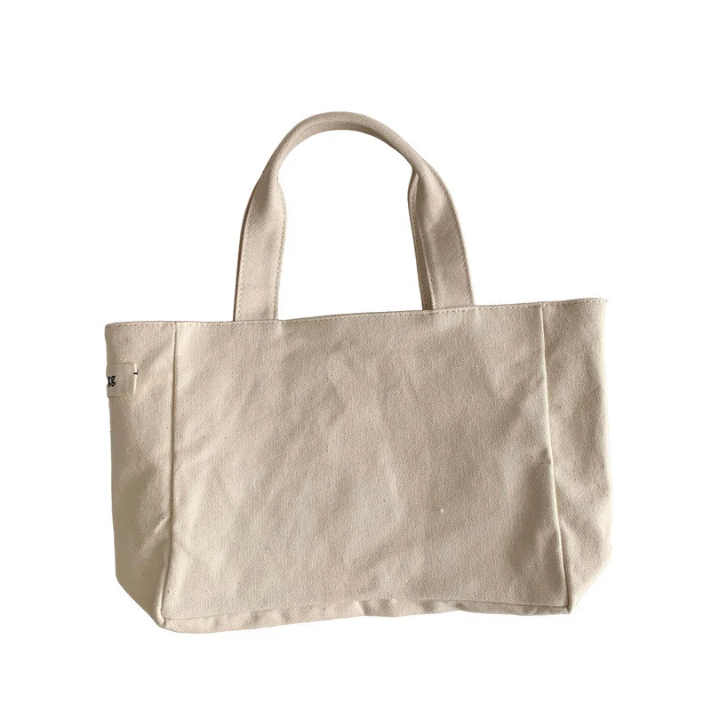 Mongw New Han Dai Same Style Egg Canvas Handbag Size Bento Bag Simple Leisure Portable Tote Bag