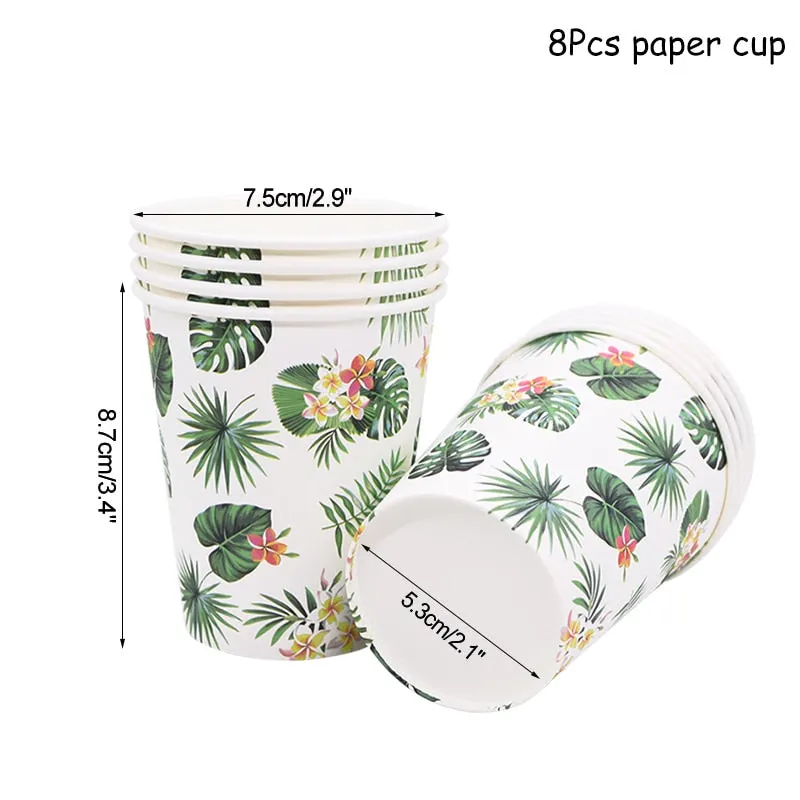 Hawaiian Party Decorations Palm Leaves Bunting Banner Luau Flamingo Summer Tropical Party Decoration Jungle Safari Party Ballons