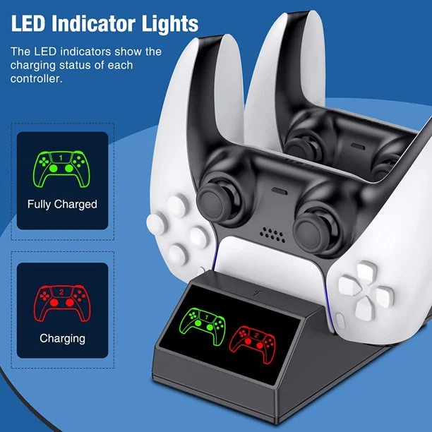 DinoFire PS5 Controller Charger Station compatible with Playstation 5 Controller with Fast Dual Charging Dock Station