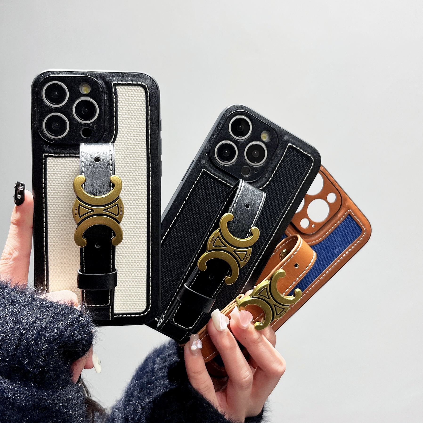 Leather wrist strap Celine Apple iPhone drop protection cases