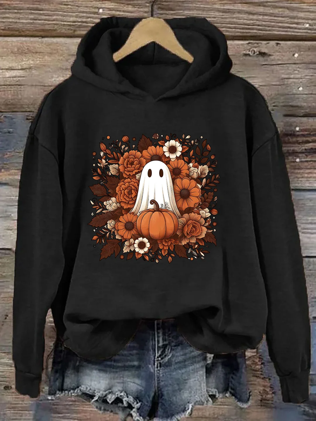 Floral Cute Ghost Halloween Hoodie