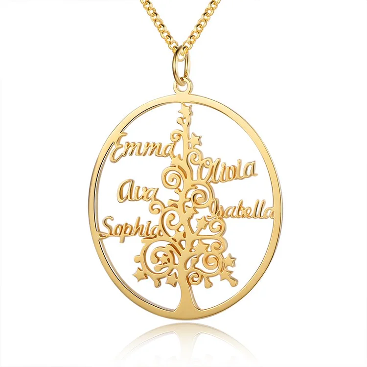 Christmas Tree Name Custom Necklace with 5 Names