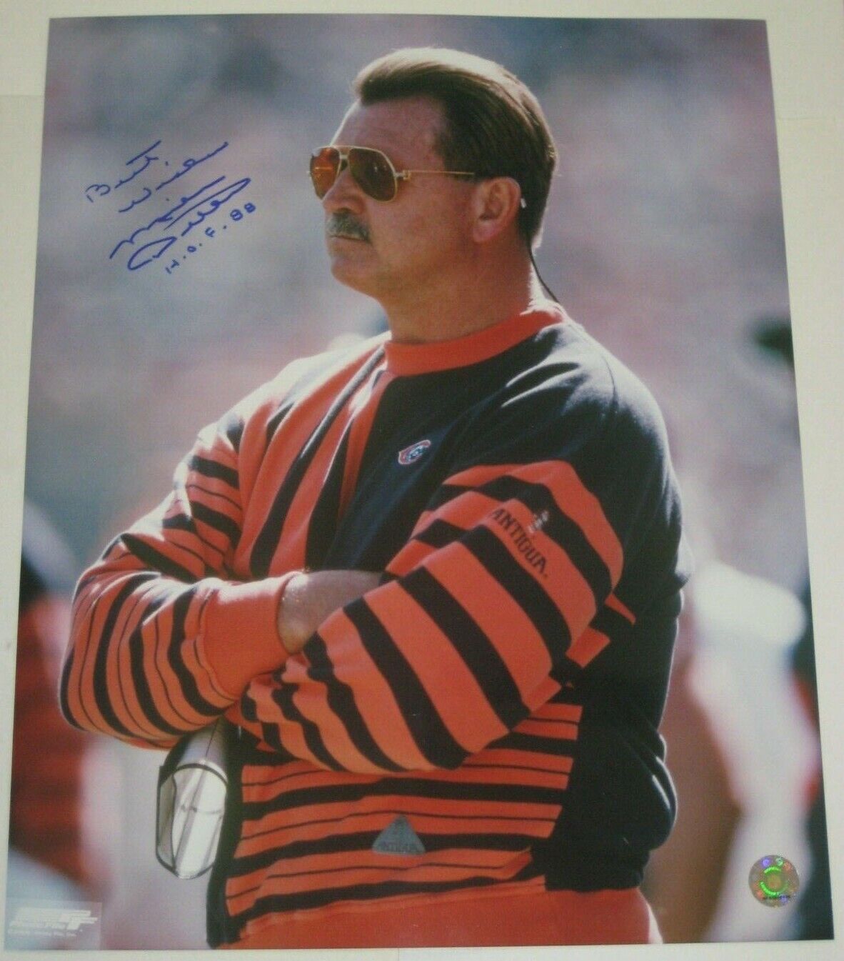 MIKE DITKA Signed Chicago BEARS 16x20 Photo Poster painting w/ Beckett COA & 2 Inscriptions