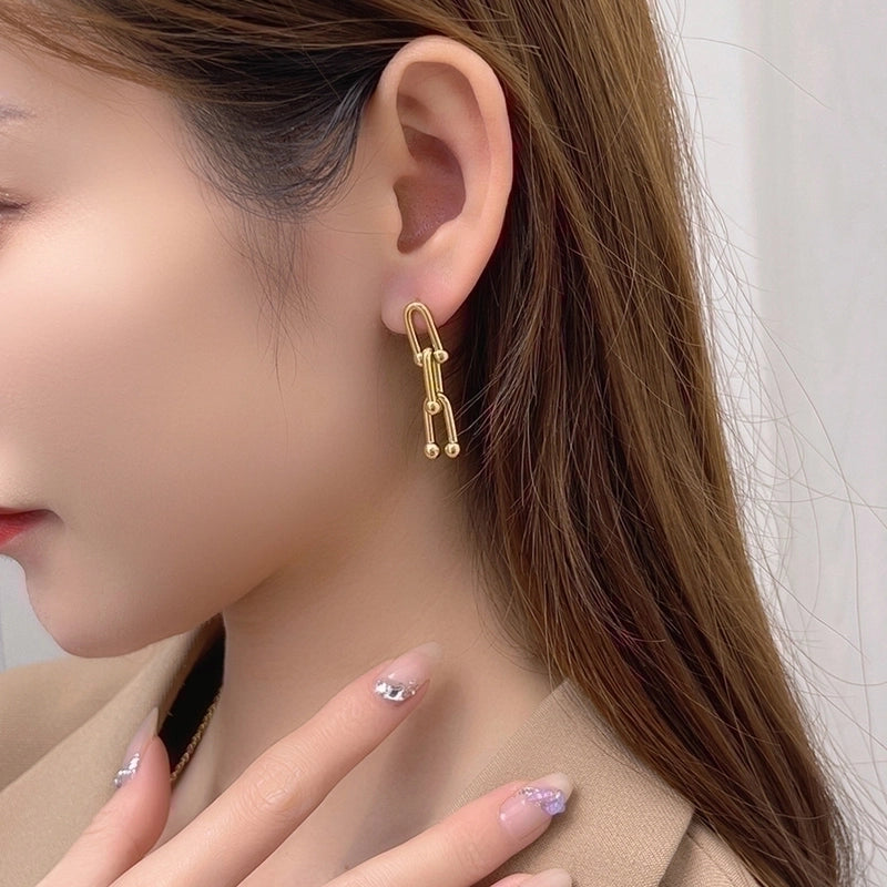 304 Stainless Steel 18K Gold Plated Casual Minimalist Plating Chain Solid Color Bracelets Earrings Necklace