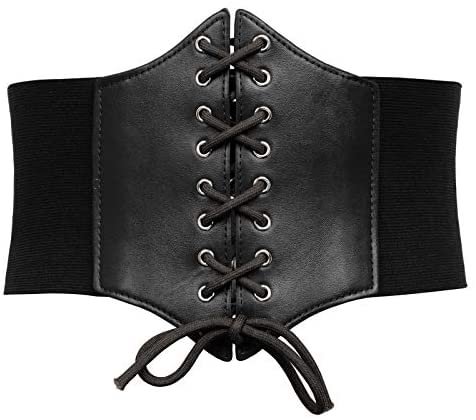 Women Lace up Cinch Belt Tied Corset Elastic Waist Belt Novameme
