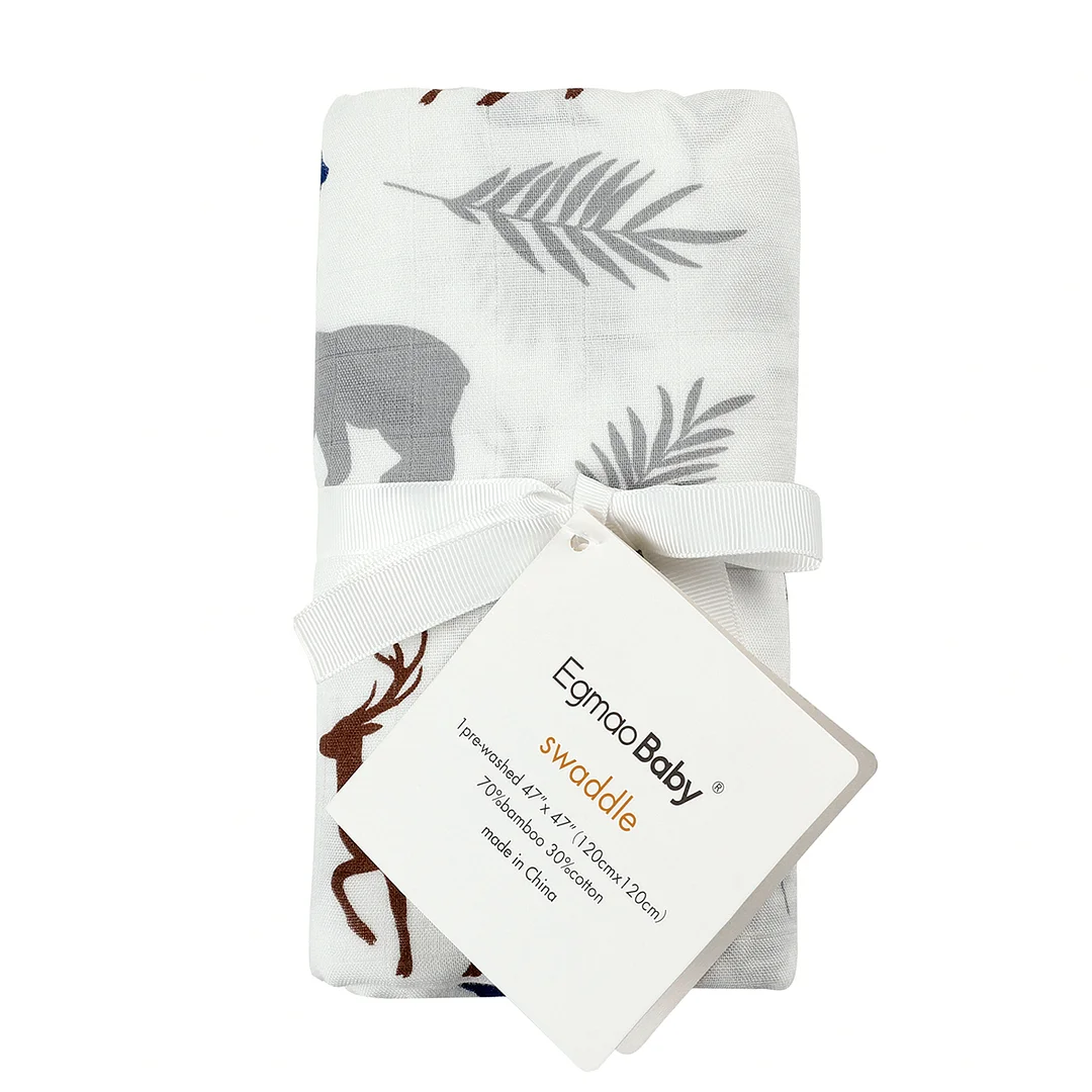 Egmao Baby Bamboo Muslin Swaddle Receiving Blanket 