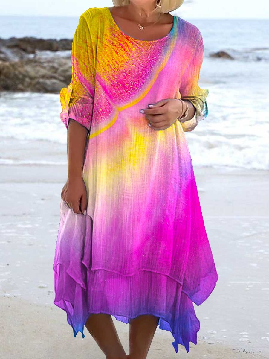Women's Resort Style Splash Art Flowing Dress