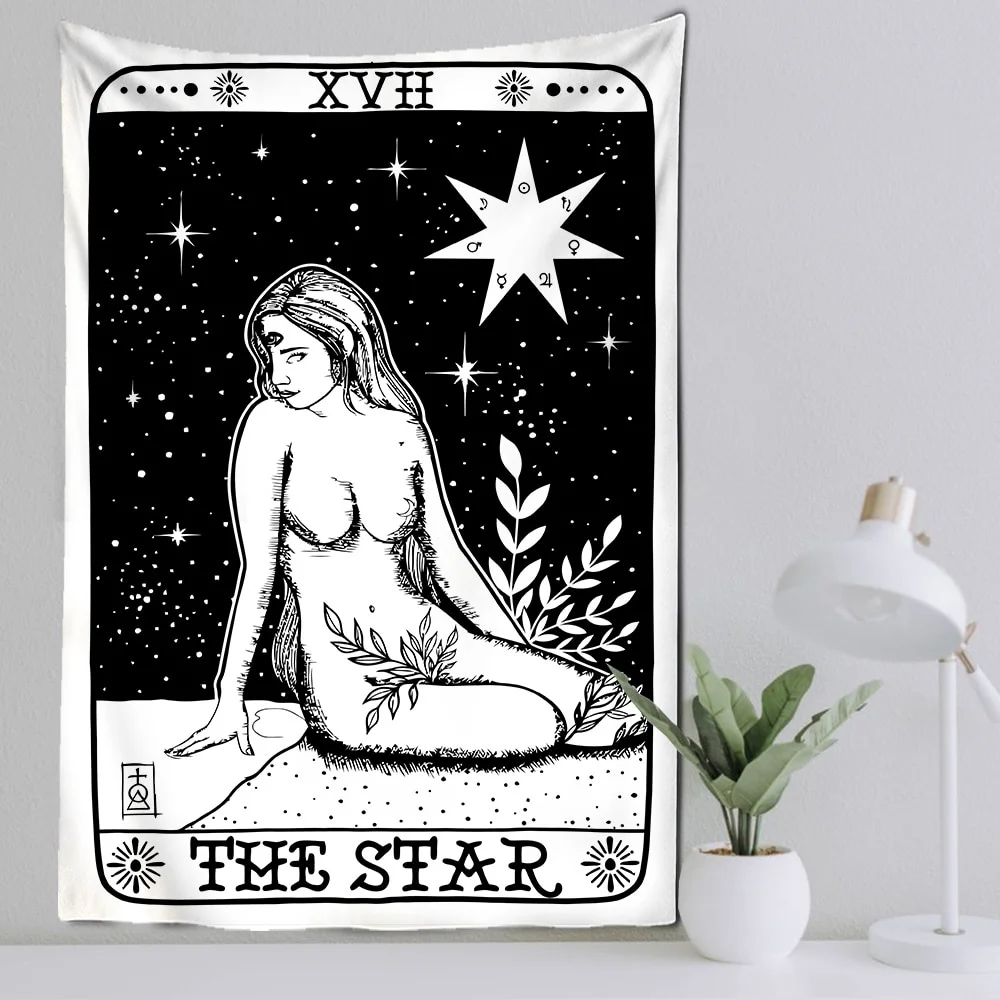 Athvotar Card Tapestry Wall Hanging Astrology Divination Sun And Moon Wall Hanging Hippie Bohemian Wall Rugs Dorm Decor Blanket