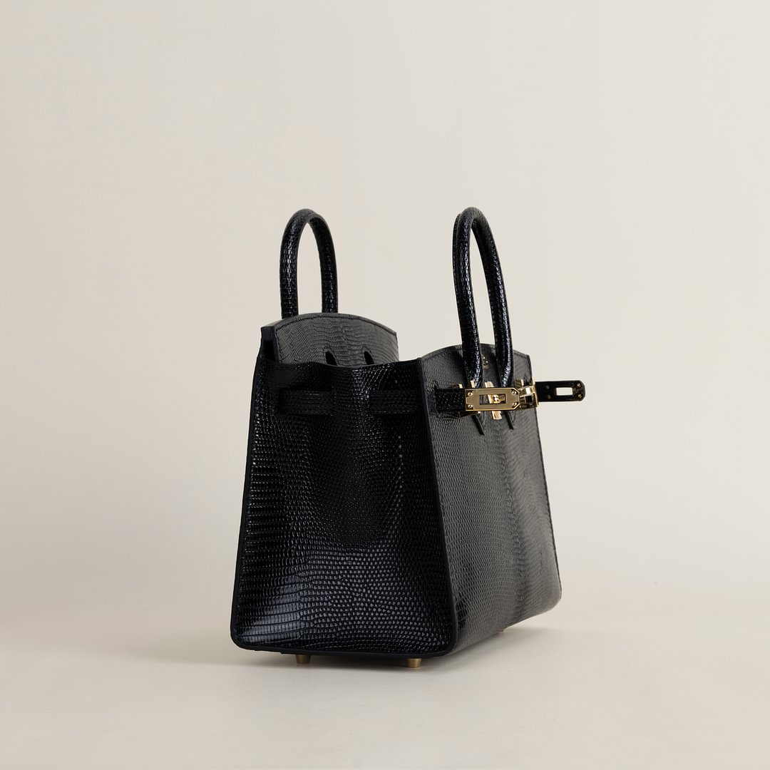 Birkin 20cm Lizard skin CC89 Noir  GHW