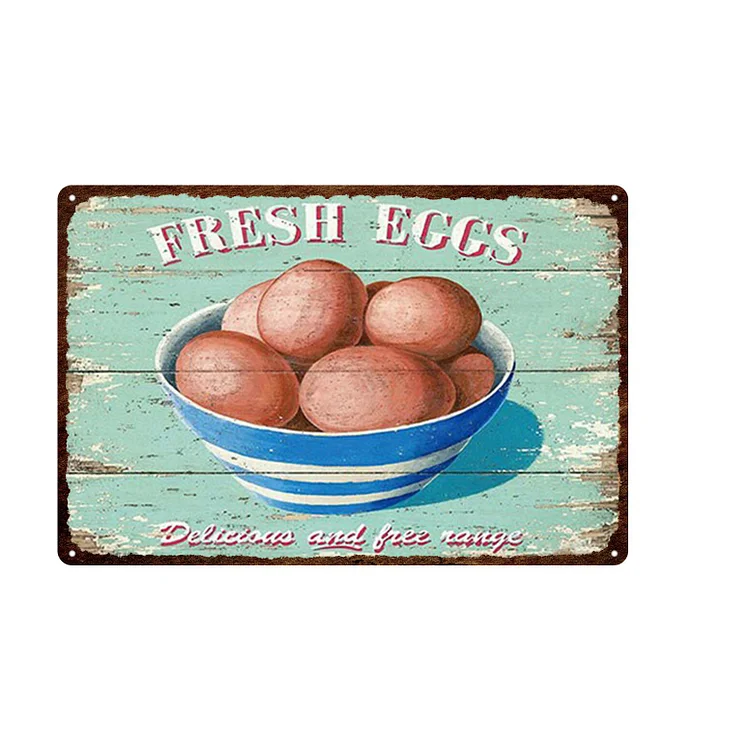 Oeufs frais de la ferme à vendre - enseignes en étain vintage / enseignes en bois - 7.9x11.8in & 11.8x15.7in