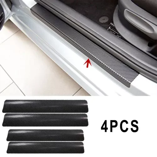 Dronehint 4x Car Door Plate Sill Scuff Cover Anti-Scratch Carbon Fiber Sticker Black Parts (For: GMC) Parts